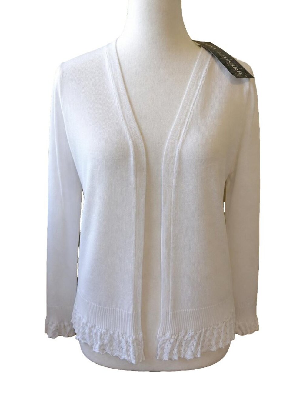 Nina Leonard White Lace Bolero Cardigan Medium NWT